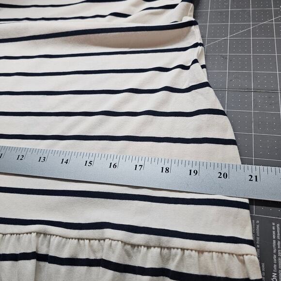 Lauren Ralph Lauren Midi Dress Women Large White Striped Y2K Sleeveless Preppy - Picture 8 of 10